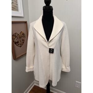 Multiples Cardigan Womens Size S Ivory Knit Open Front Button Cardigan Coat NWT